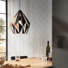 EGLO Carlton 1 Black And Copper Steel Single Pendant, (D) 31cm | Black