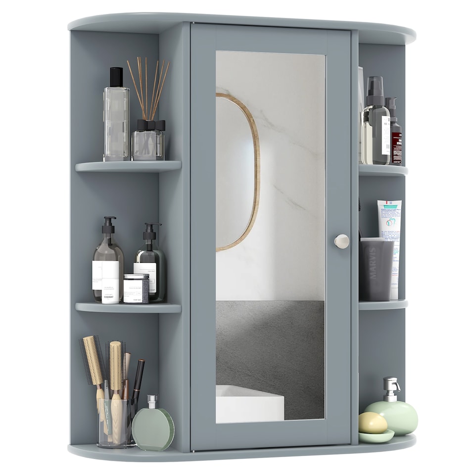 image 1 of COSTWAY Bathroom Medicine Cabinet with Mirror Adjustable Shelves