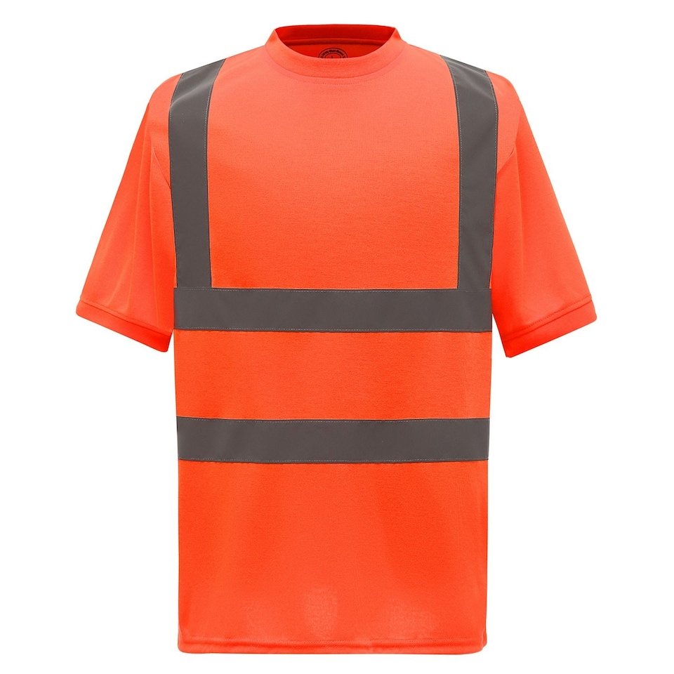 image 1 of Yoko Unisex Adult Hi-Vis Safety Short-Sleeved T-Shirt - Orange - M