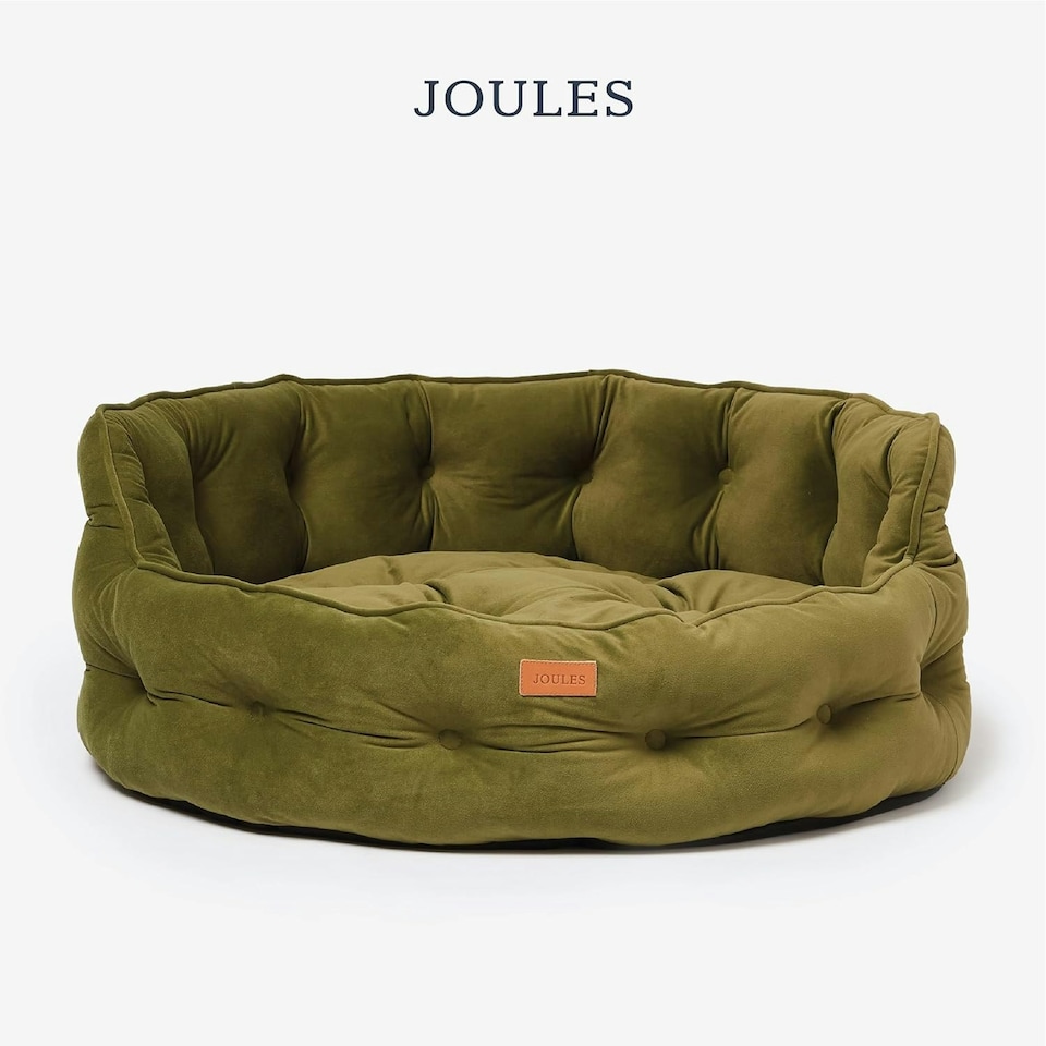 image 1 of Joules Khaki Chesterfield Luxury Dog Bed - Small Green | One Size