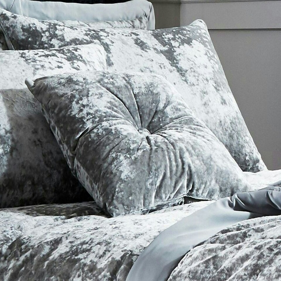 image 1 of Catherine Lansfield Crushed Velvet Silver Filled Cushion Silver | 45x45cm