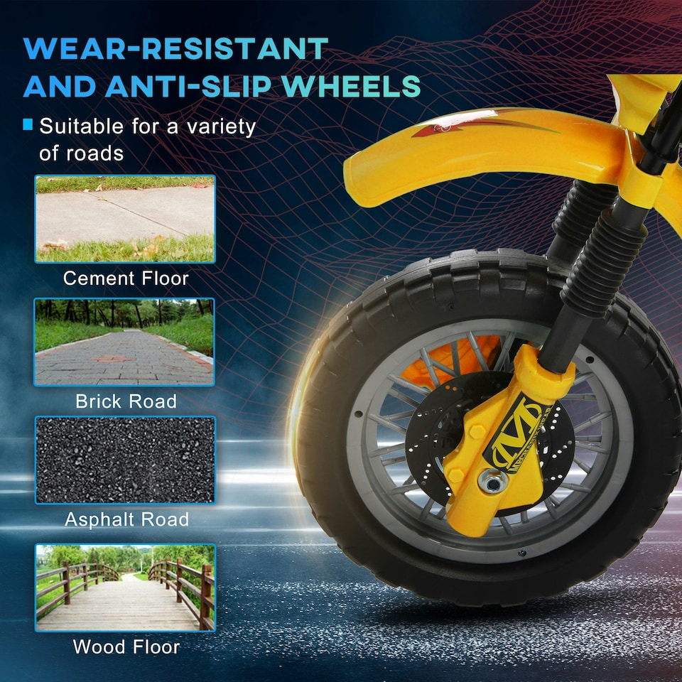image 1 of HOMCOM 6V Kids Electric Motorbike Motorcycle Ride On for 3-6 Years Yellow
