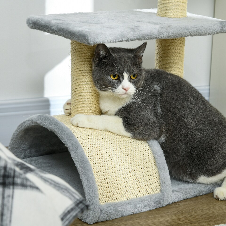image 1 of PawHut 72cm Cat Tree Tower with Scratching Post Perch, Indoor