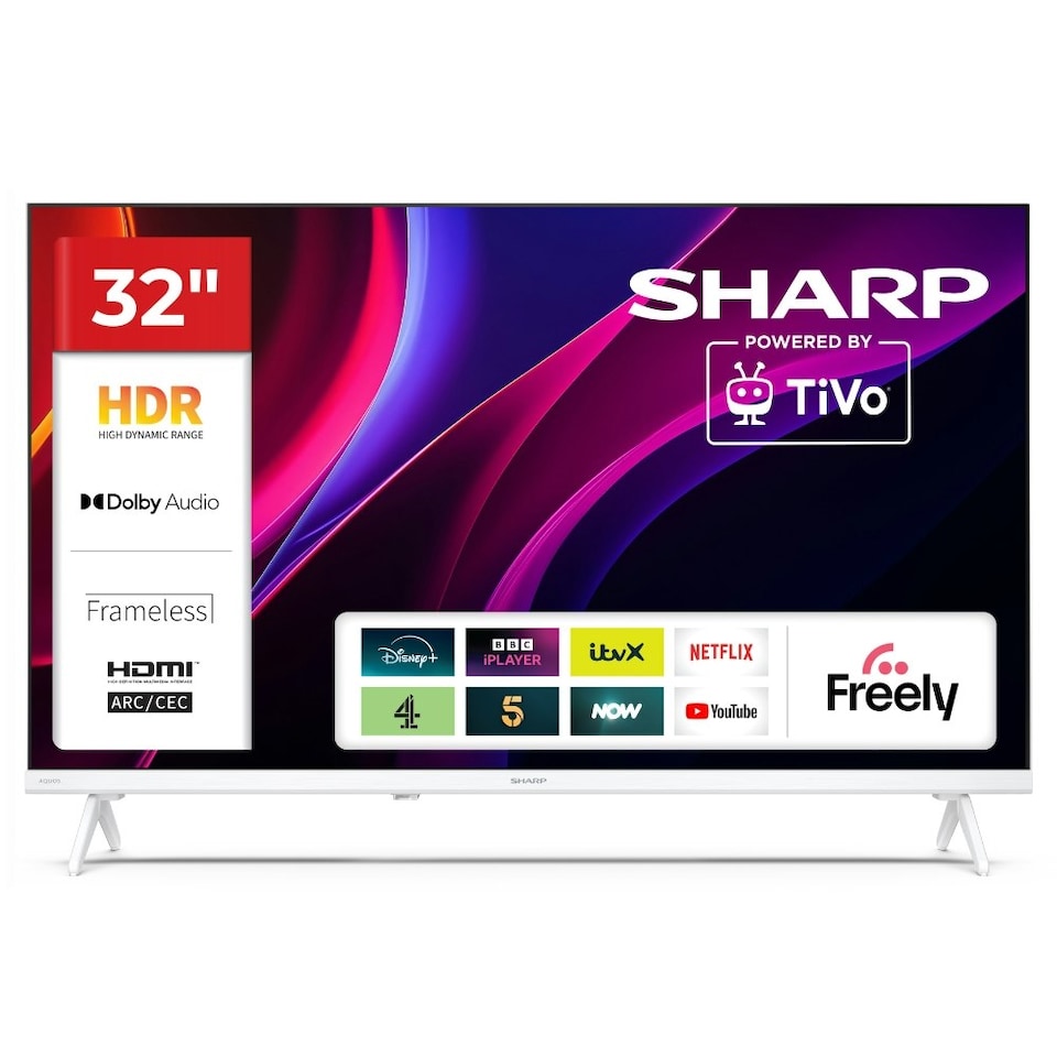 image 1 of SHARP 32HE2245KW 32 Inch HD TiVo Smart TV Frameless - White