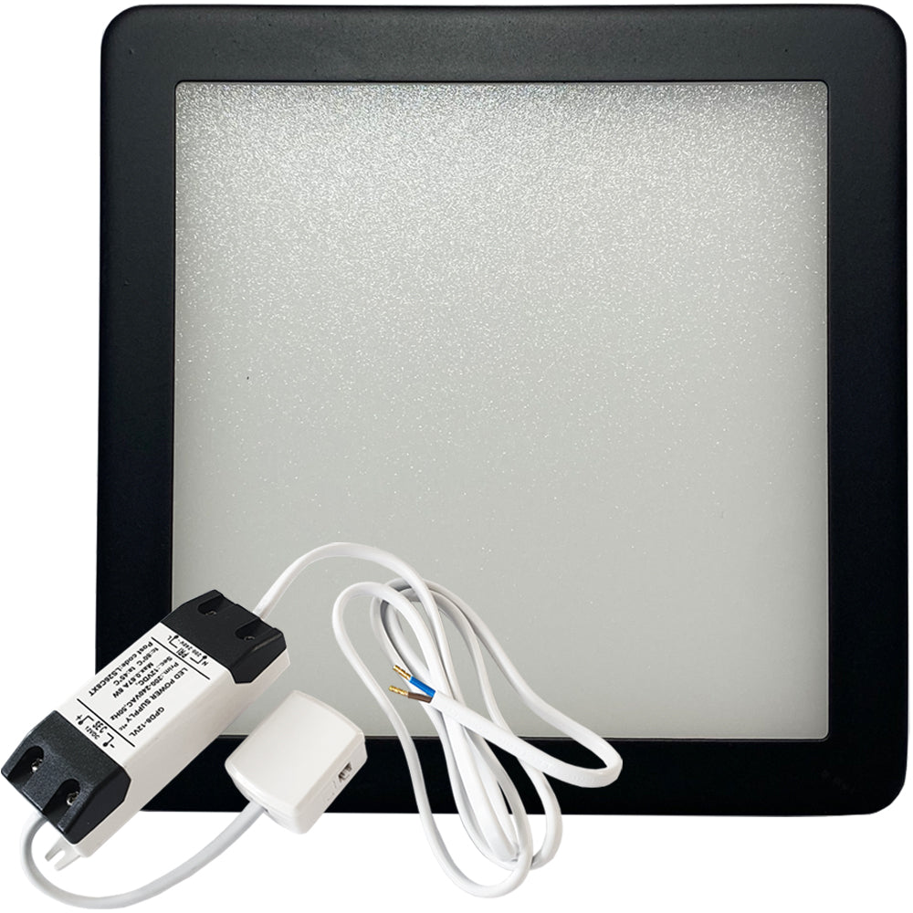 Loops 1x MATT BLACK Ultra-Slim Square Under Cabinet Kitchen Light & Driver Kit - Warm White Diffused LED