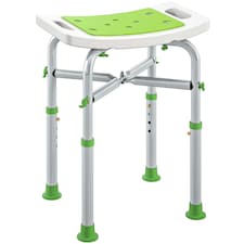 HOMCOM Adjustable Shower Stool with Foot Pads for Elderly Disabled Green
