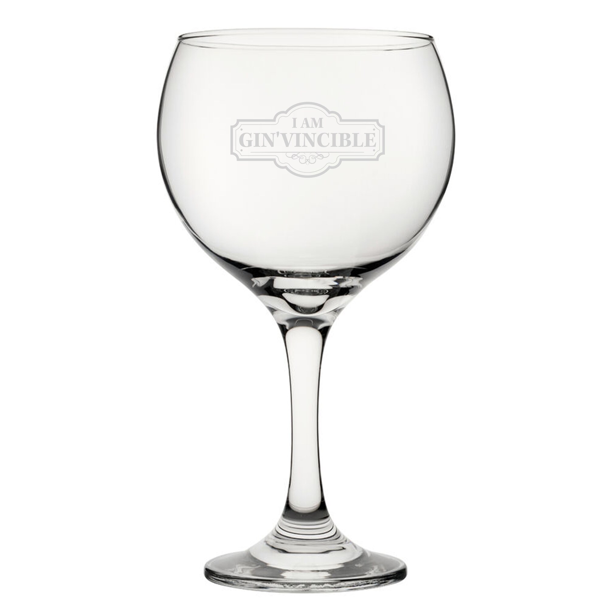 Personalised I Am Gin Vincible Engraved Gin Balloon Cocktail Glass