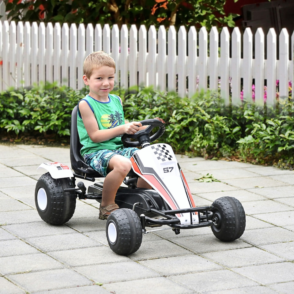 image 1 of HOMCOM Child's Racing-Style Pedal Go Kart w/ Brake Gears Steering Wheel Seat
