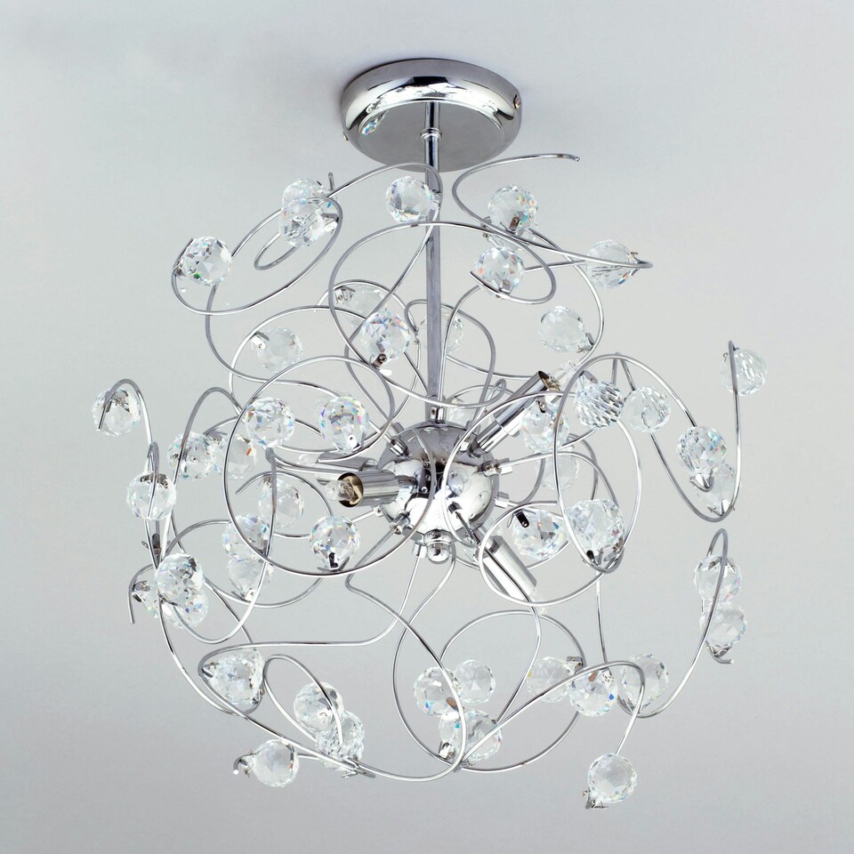 image 1 of BHS Lila 4 Light Flush Ceiling Light, Chrome