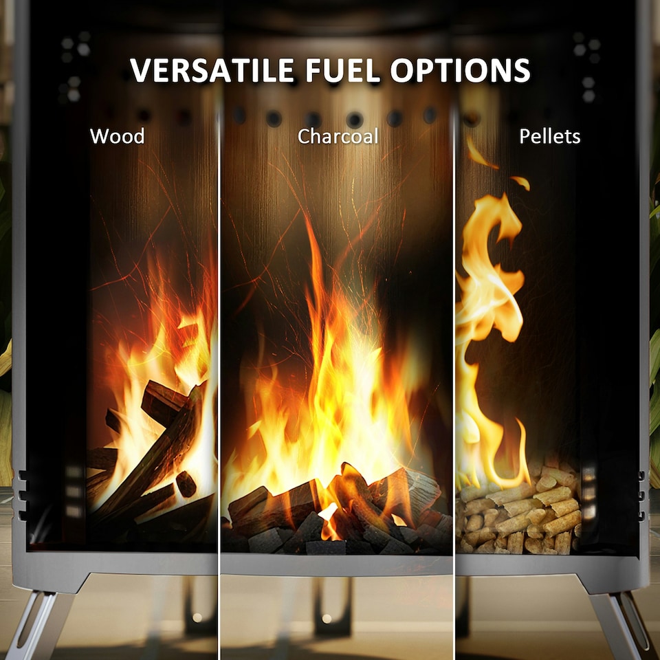 image 1 of Outsunny Stainless Steel Smokeless Wood Burning Firepit Garden Fire Pit