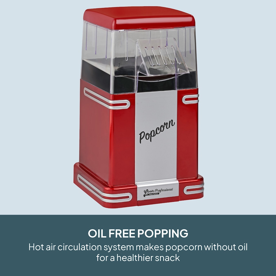 image 1 of Cooks Professional Retro Popcorn Maker Machine 1200W with 8 Boxes & One Touch Operation