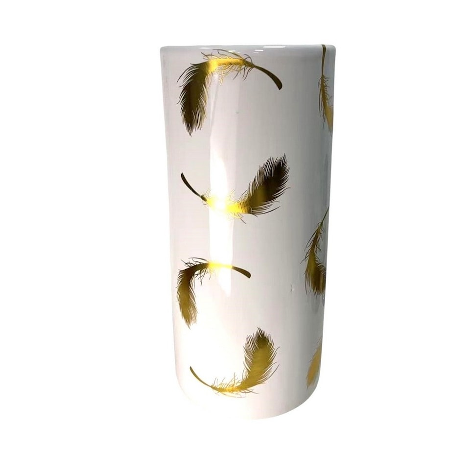 image 1 of 18 Inch Gold Leaf Umbrella Stand - Ceramic - L20 x W20 x H46 cm