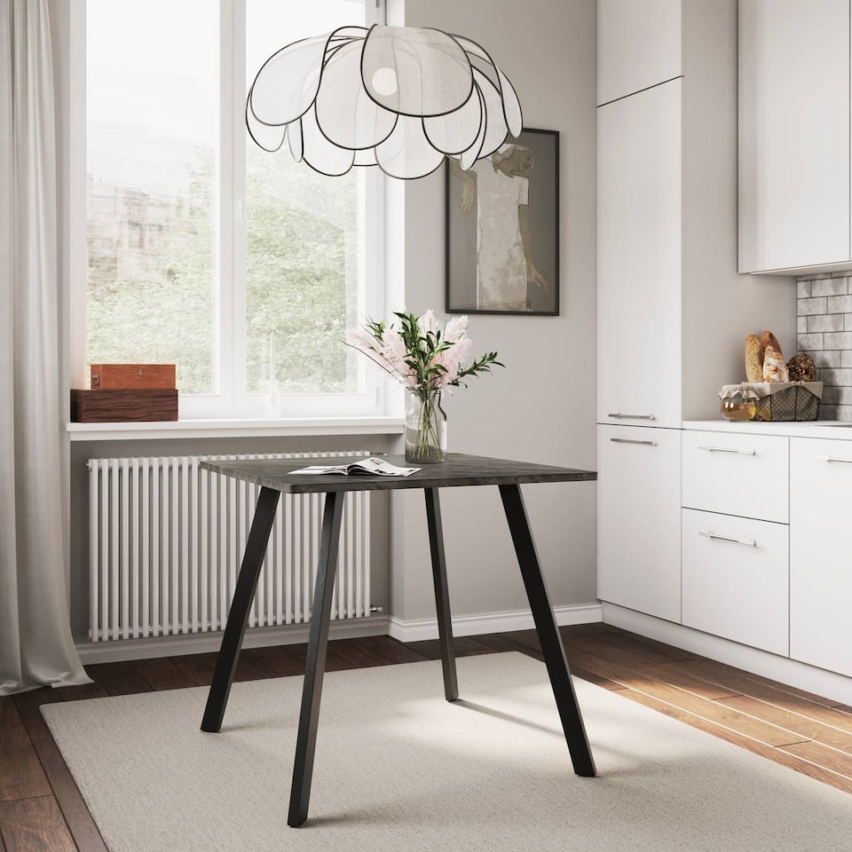 image 1 of 80cm Square Dining Table with Flat Metal Legs | Grey | 1