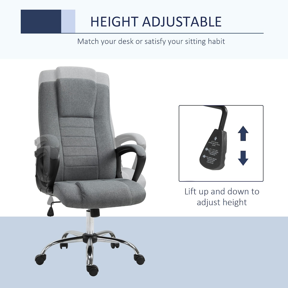 image 1 of Vinsetto Office Chair for Desk, with Height Adjustable, Wheels, Dark Grey