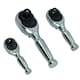 image 1 of 1/4in 3/8in and 1/2in Drive Stubby Headed Ratchet Socket Driver 90 Teeth 3pc