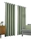 image 4 of Amberley - Thermal Interlined Chenille Curtains - Eyelet - 100% Polyester (Sage, 66'' x 90'' - 168cm x 229cm (Pair)) | Green | Green