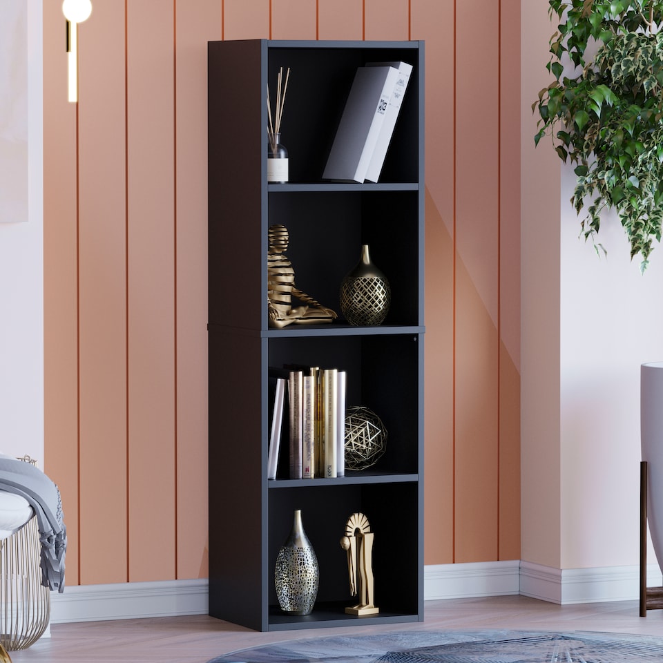 image 1 of Vida Designs Oxford 4 Tier Cube Bookcase Display Storage, Black