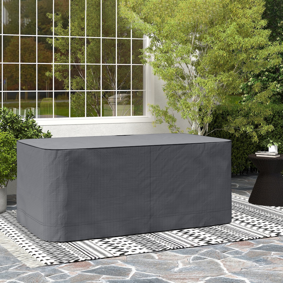 image 1 of Outsunny Patio 2/3 Seater Rattan Sofa Waterproof Furniture Cover Rain Protection | Grey | Grey