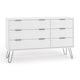 image 5 of Augusta Pine 3+3 Drawer Wide Chest of Drawers - Industrial Style Bedroom Storage Cabinet | White | White | 1