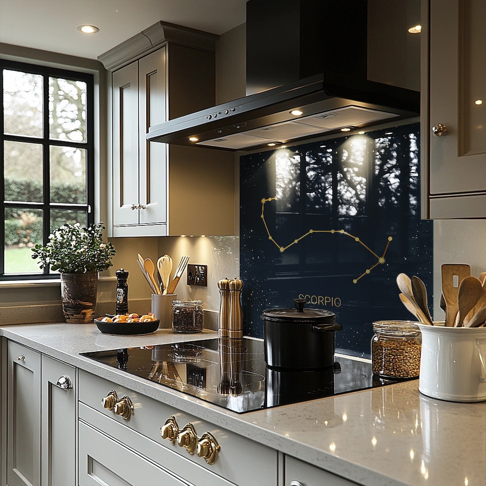 image 1 of Gold Scorpio Dining Splash Back | White