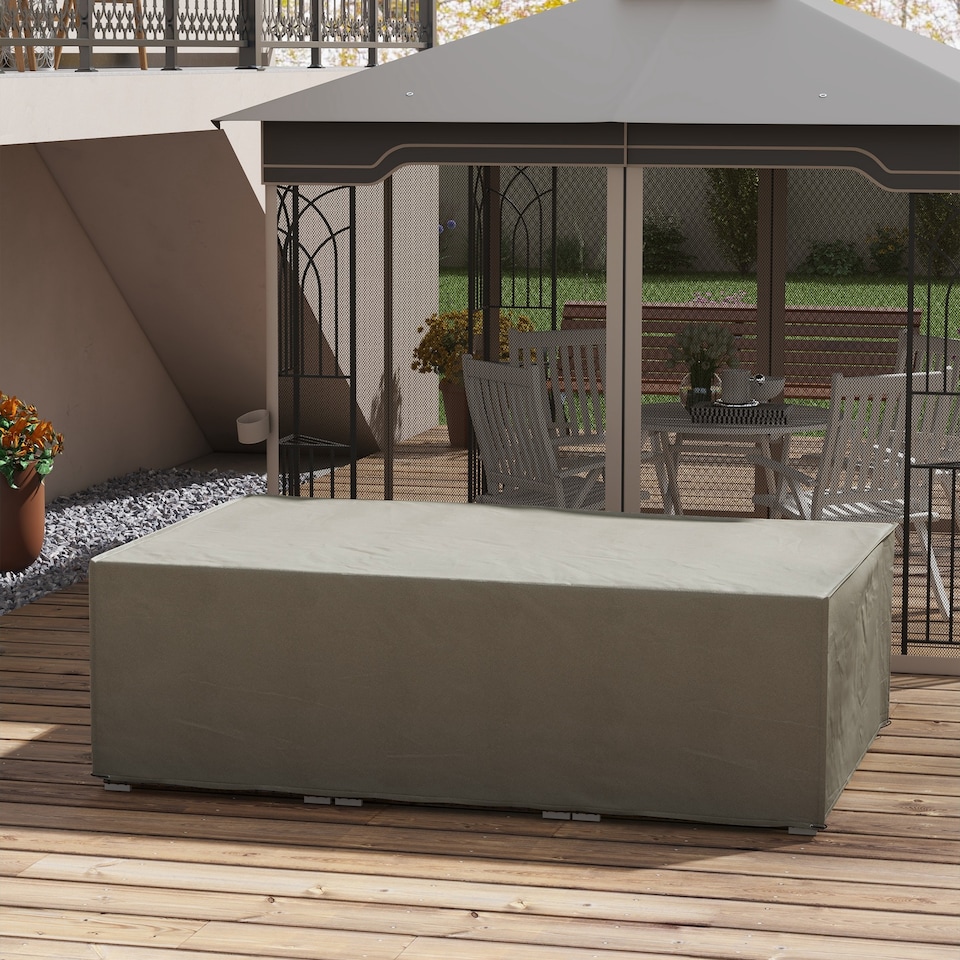 image 1 of Outsunny Garden Furniture Cover Outdoor Waterproof Rattan Set Rain Protection | Grey | Grey | 222L x 155W x 67H cm