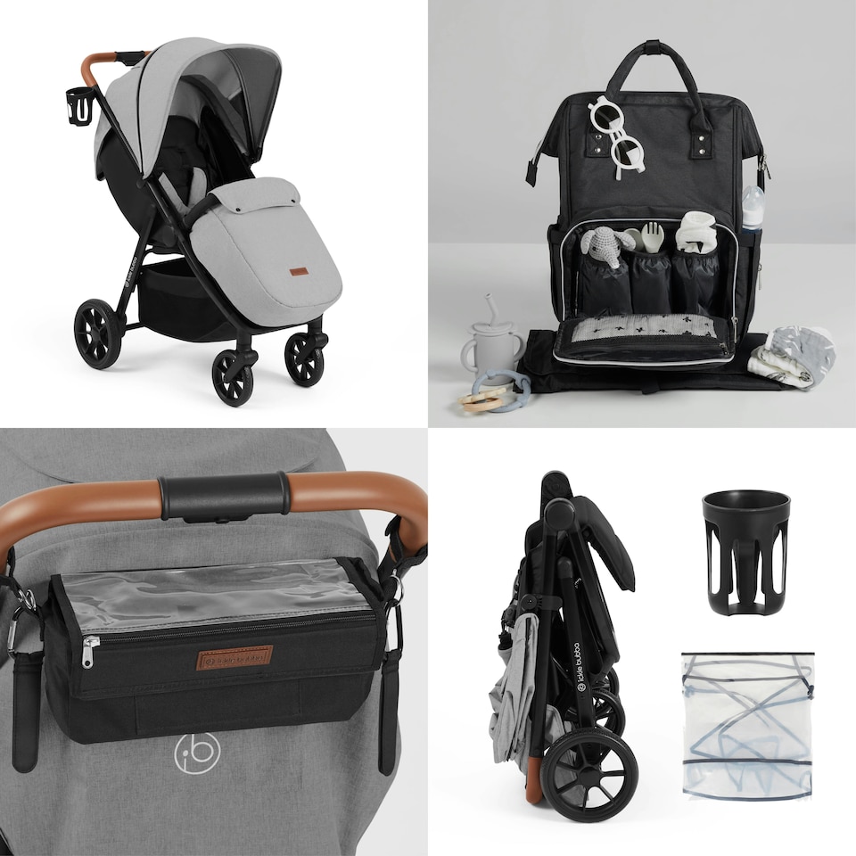 image 1 of Stomp Stride Prime Stroller - Birth to 22kg, Extra-Large Seat, Multi-Terrain Wheels, Raincover, Footwarmer, Cupholder, Buggy Organiser & More (Pearl Grey)