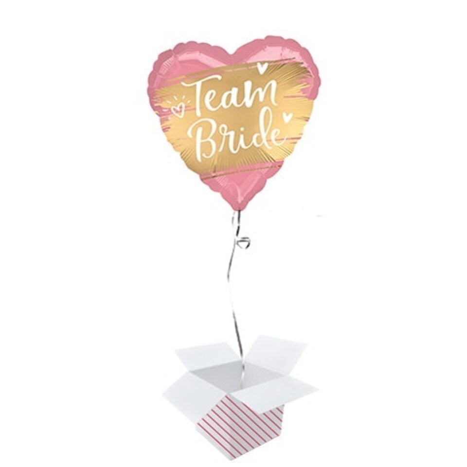 Gold Team Bride Satin Luxe Heart Shape Foil Helium Balloon - Inflated Balloon in a Box