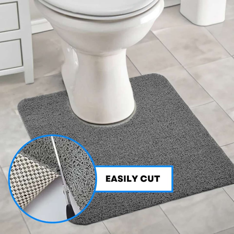 image 1 of Embossed Spaghetti Anti Slip Square Shower Mat - Paw - 53cm x 53cm | Grey | Grey | Square 53x53cm