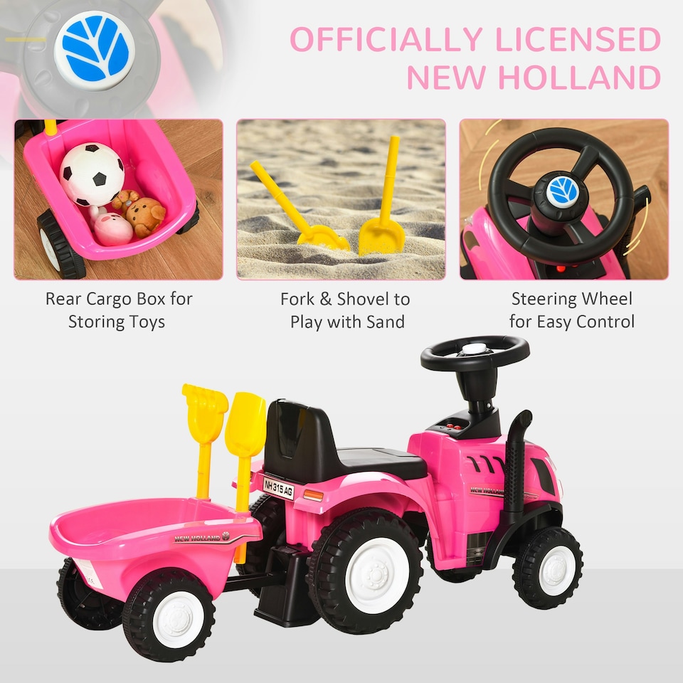 image 1 of HOMCOM Ride On Tractor Toddler Walker Foot To Floor Slider 12-36 Months Pink