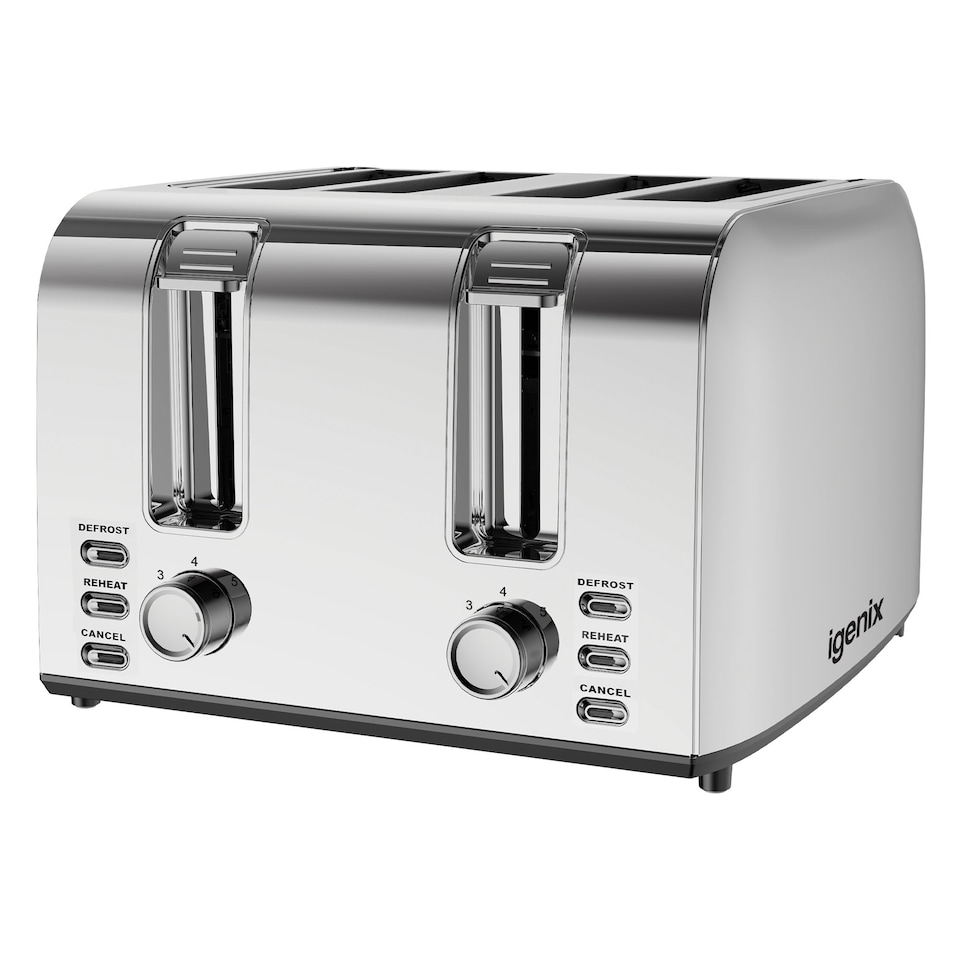 image 1 of Igenix 1500W 4 Slice Toaster Stainless Steel, IGT0409SS