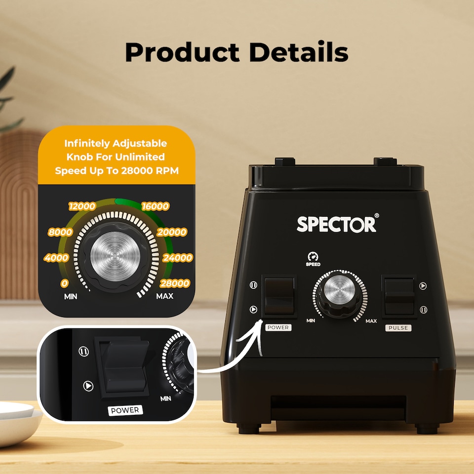 image 1 of Spector 2L Commercial Blender Mixer Food Processor | Black | Black