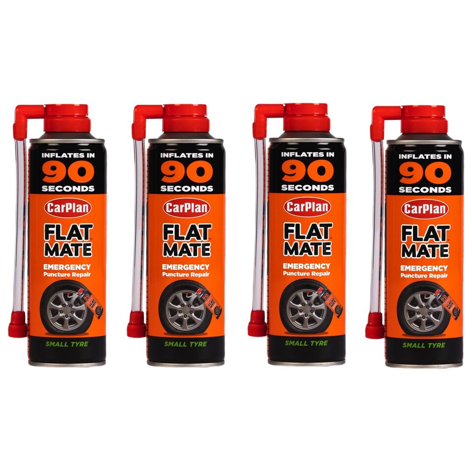 image 1 of CarPlan Flat Mate Small Tyre Inflator Emergency Puncture Repair Seal 4x300ml