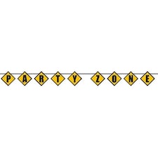 Construction Party Zone Cardboard Block Banner 274cm