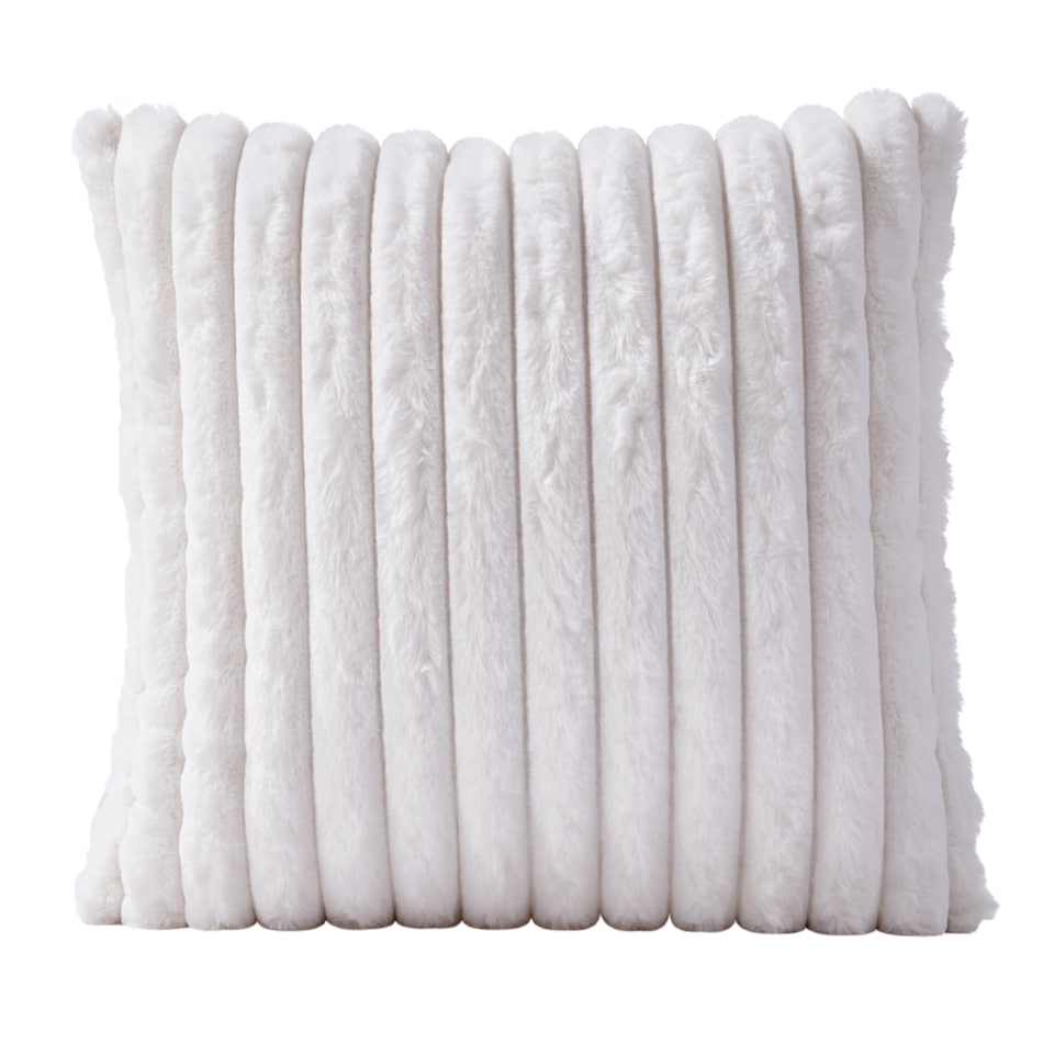 image 1 of Living and Home Striped Plush Sofa Throw pillow with Insert,White | White