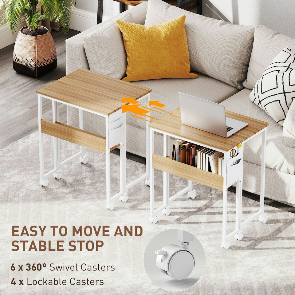 image 1 of HOMCOM 63 cm Foldable Computer Desk on Wheels for Small Spaces | Yellow