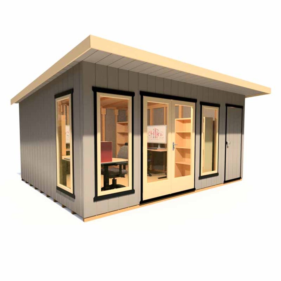 image 1 of Cali 16 x 12 Feet Pent and Storage Garden Office - OSB - MDF - L456 x W509.4 x H246.1 cm | Brown