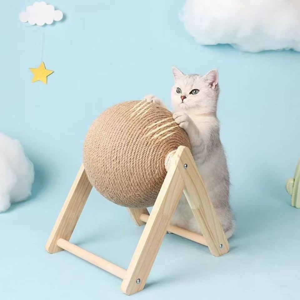 image 1 of Living and Home Cat Scratching Ball Toy Natural Sisal Scratcher Pet Toy