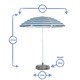 image 4 of Harbour Housewares Metal Beach Parasol with White Base - 1.8m  - Red Stripe