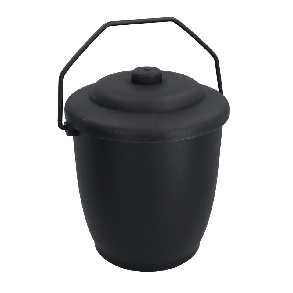 image 1 of Coal Bucket & Lid Black Plastic Ash Tidy Bin Coal Carrier Fire Log Burner Kindling