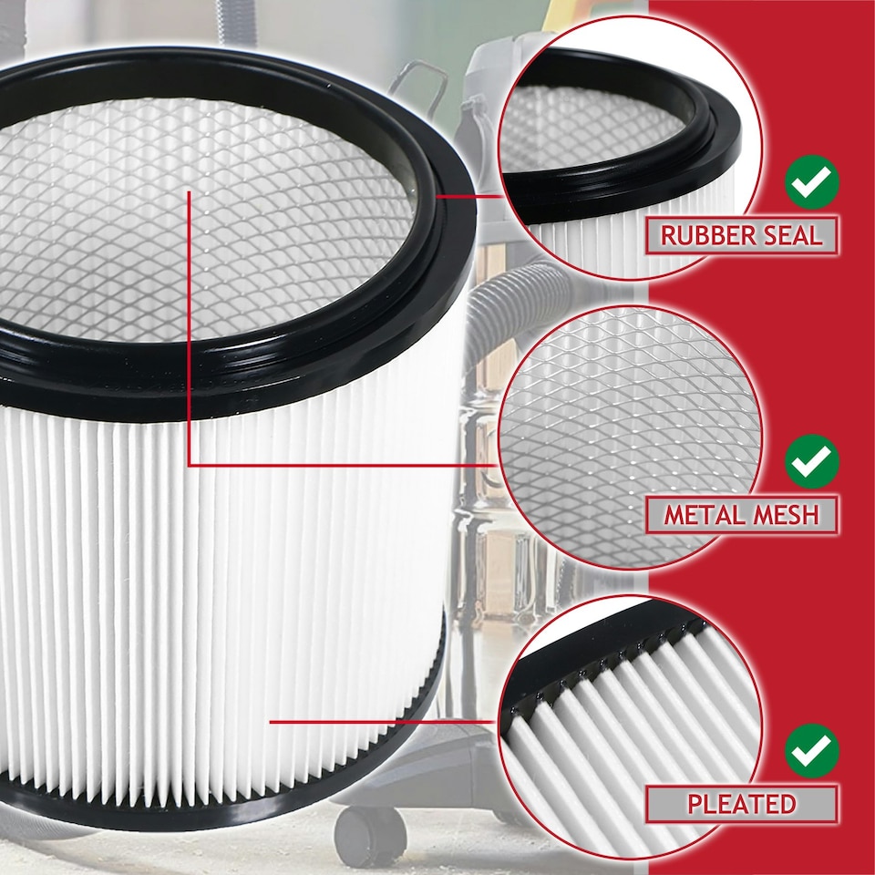 image 1 of SPARES2GO Wet & Dry Cartridge Filter compatible with Guild 8815785 GWD30 8642240 GWD30P 16L 30L Vacuum Cleaner