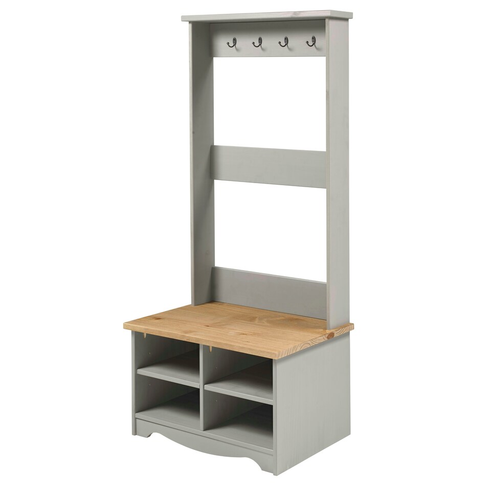 image 1 of Core Products Corona Grey, Hall Shoe Bench With Hat & Coat Rack H170cm x W80cm x D44cm Grey