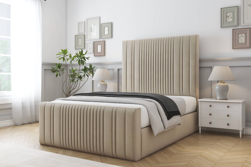 image 1 of Sloomy Kingsley Almond Coniston Bed Frame With Mattress With 50" Upholstered Headboard 2'6 Small Single