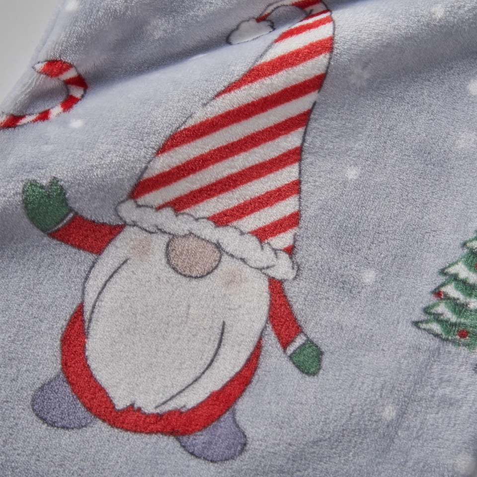 image 1 of Catherine Lansfield Christmas Festive Gnomes Cosy Fleece Blanket Throw