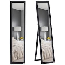 HOMCOM Full Length Mirror, Floor Standing or Wall-Mounted Long Mirror, Rectangular Full Body Mirror for Bedroom, Living Room, Black
