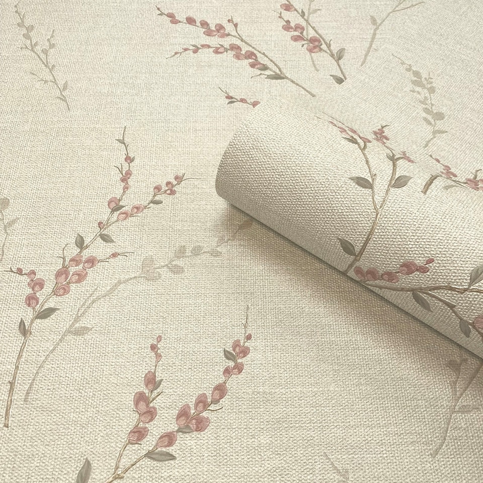 image 1 of Carmella Floral Trail Pink Wallpaper | Pink