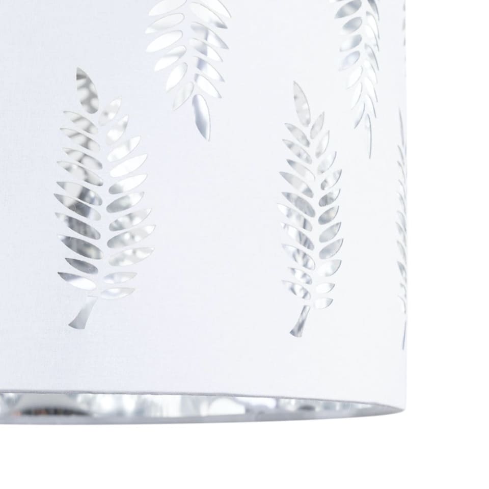 image 1 of Set of 2 Fern - White Cut Out 25cm Pendant Lightshades | White | Silver | Medium | 2