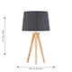 image 5 of Voyage - Light Oak Table Lamp Bedside Light with Grey & Silver Shade | Brown | Grey | Large | 1