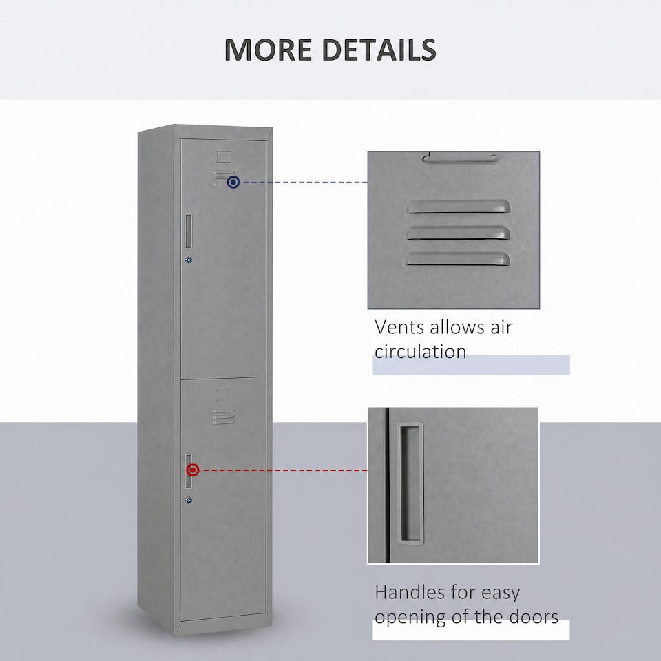 image 1 of Vinsetto 1.8m Locker Office Cabinet Storage Cold Rolled Steel w/ Storage Shelves