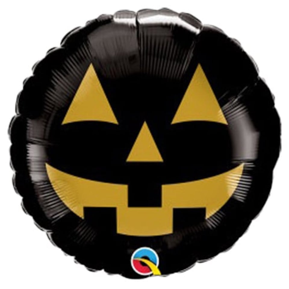 image 1 of Jack O'Lantern Face Black & Gold Halloween Round Foil Helium Balloon 46cm / 18 in