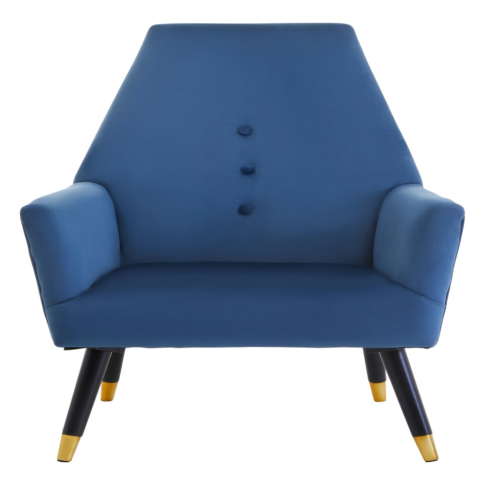 image 1 of Interiors by Premier Midnight Velvet Button Chair, Highback Velvet Buttoned Chair, Long-lasting Velvet Button Dining Chair
